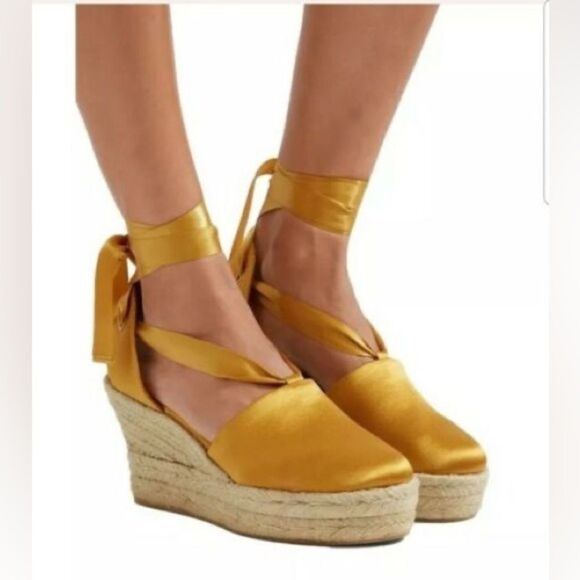 Tory burch Elisa espadrille wedge in golden fry sz 7 - Picture 1 of 7